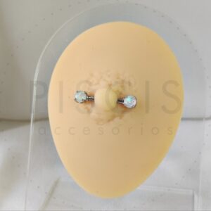 Piercing pezonera doble piedra opalo.