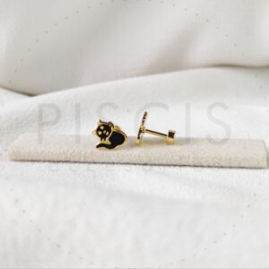 Aros Gatitos negros, dorados.