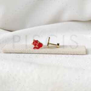 Aros Gatitos rojos, dorados.