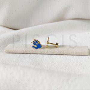 Aros Gatitos azules, dorados.