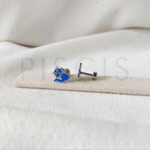 Aros Gatitos azules, plateados.