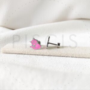 Aros Gatitos rosas, plateados.