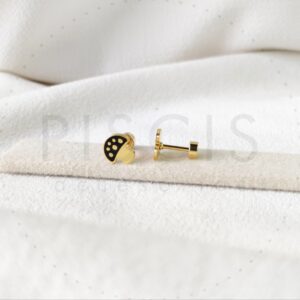 Aros Honguitos negros, dorados.