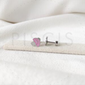 Aros Honguitos rosas, plateados.