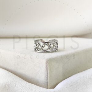 Anillo Herz regulable, plateado.