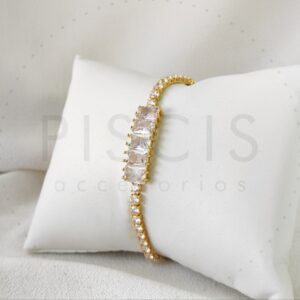 Pulsera Cristalitos, dorada.