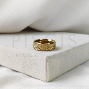 Anillo rombos glitter, dorado.