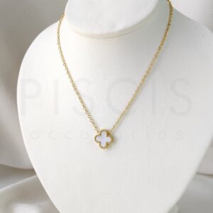 Collar Alhambra blanco, dorado.