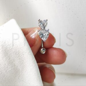 Piercing ombligo Corazón invertido, plateado.