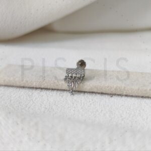 Labret barrita con cadenitas, plateado.