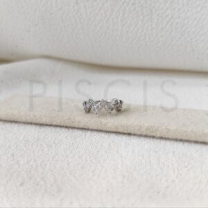 Piercing sin fin Zig Zag strass, plateado.