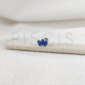 Labret coronita 3 ópalos, azul.