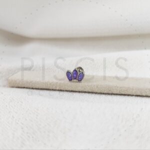 Labret coronita 3 ópalos, violeta.