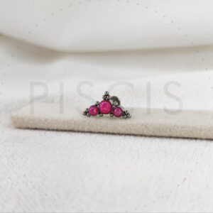 Labret 3 ópalos + bolitas, fucsias.