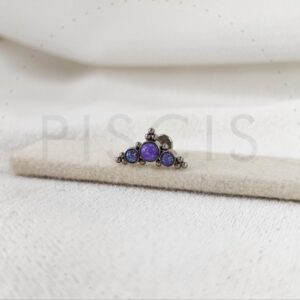 Labret 3 ópalos + bolitas, violeta.