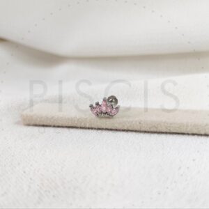 Labret corona 5 strass, rosa.