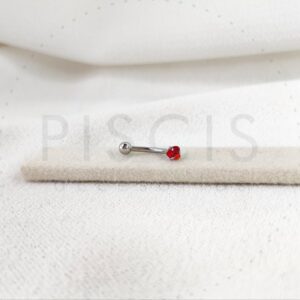 Piercing navel Corazón strass rojo.