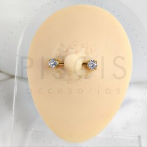 Piercing pezonera doble strass engarzado, dorado.