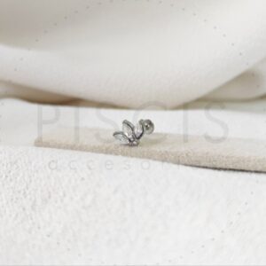 Labret Coronita 3 strass, plateado.