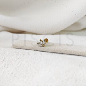 Labret Coronita 3 strass, dorado.