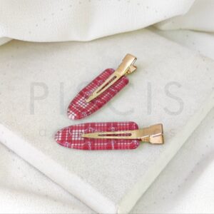 Pack x2 hebillas Skincare, cuadrille rojas.