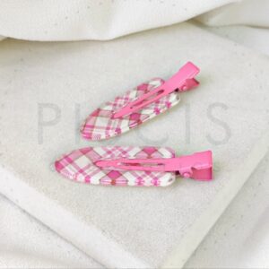 Pack x2 hebillas Skincare, cuadrille rosas.