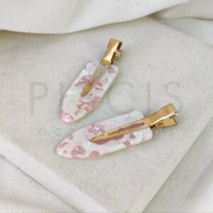 Pack x2 hebillas Skincare, nacaradas rosas.