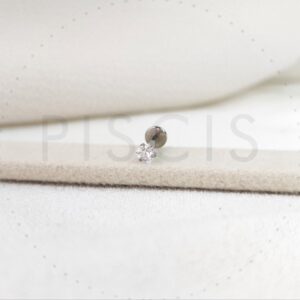Labret strass corazón, plateado.