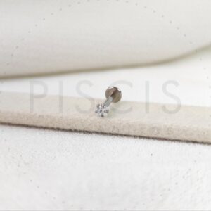 Labret strass estrella, plateado.