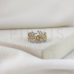 Anillo pétalos regulable, combinado.