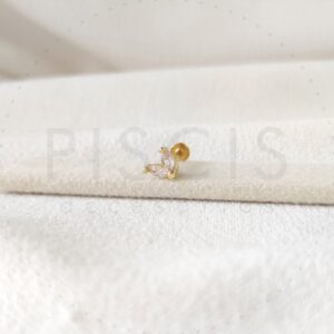 Labret 2 strass, dorado.