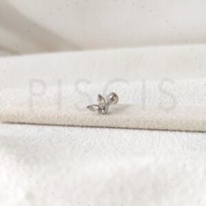 Labret 2 strass, plateado.