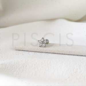 Helix flor strass blanco, plateado.