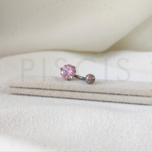 Piercing ombligo círculo, strass rosa