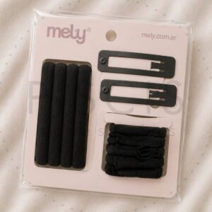 Set hebillas negras + colitas.