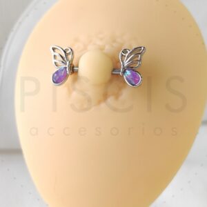 Piercing pezonera Mariposa ópalos, lila.