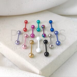 Piercing lengua varios colores.
