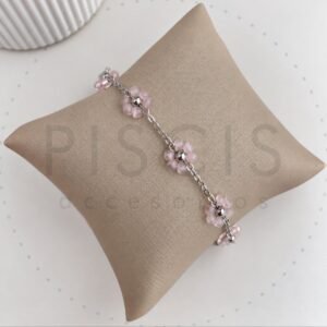Pulsera Florcitas, rosas.