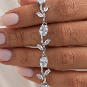 Pulsera Tulipán blanca, plateada.