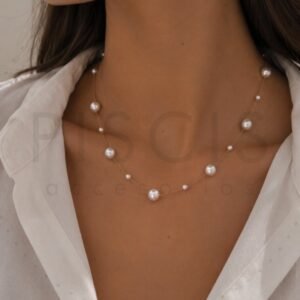 Collar Perlitas, dorado.