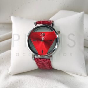 Reloj cuadrante cristal, rojo.